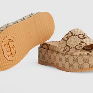 Gucci Women's Beige Platform Slides